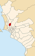 Map of Lima highlighting Independencia